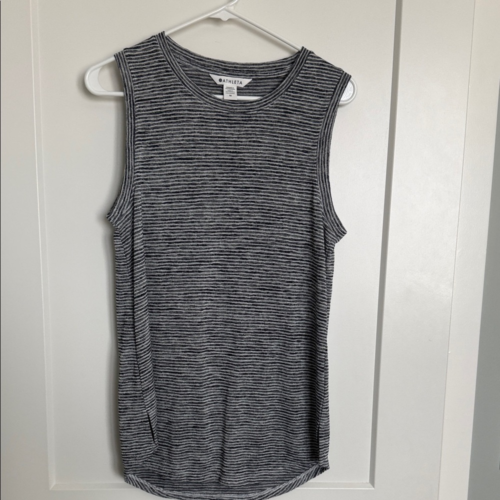 Athleta Black and White Striped Tank Top
